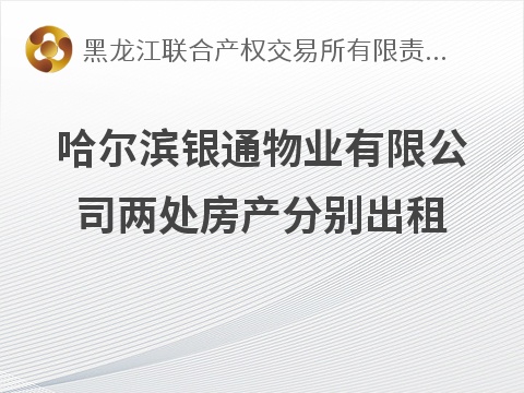 哈尔滨银通物业有限公司两处房产分别出租交易公告