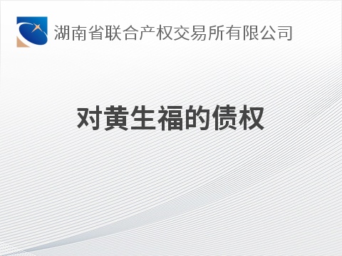 对黄生福的债权(国资监测编号GR2026HN1002975)