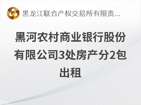 黑河农村商业银行股份有限公司3处房产分2包出租交易公告