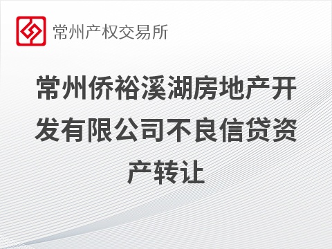 [常州市]常州侨裕溪湖房地产开发有限公司不良信贷资产转让公告