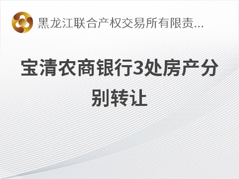 宝清农商银行3处房产分别转让交易公告