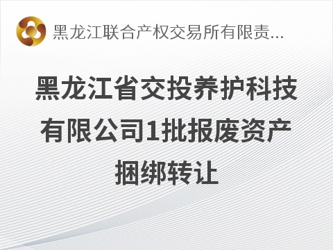 黑龙江省交投养护科技有限公司1批报废资产捆绑转让交易公告(国资监测编号GR2026HL2005629)