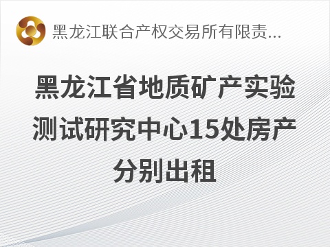 黑龙江省地质矿产实验测试研究中心15处房产分别出租交易公告