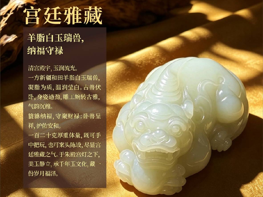 宫廷雅藏｜羊脂白玉瑞兽，纳福守禄