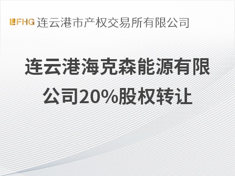 连云港海克森能源有限公司20%股权转让交易公告(国资监测编号G32026JS3000108)