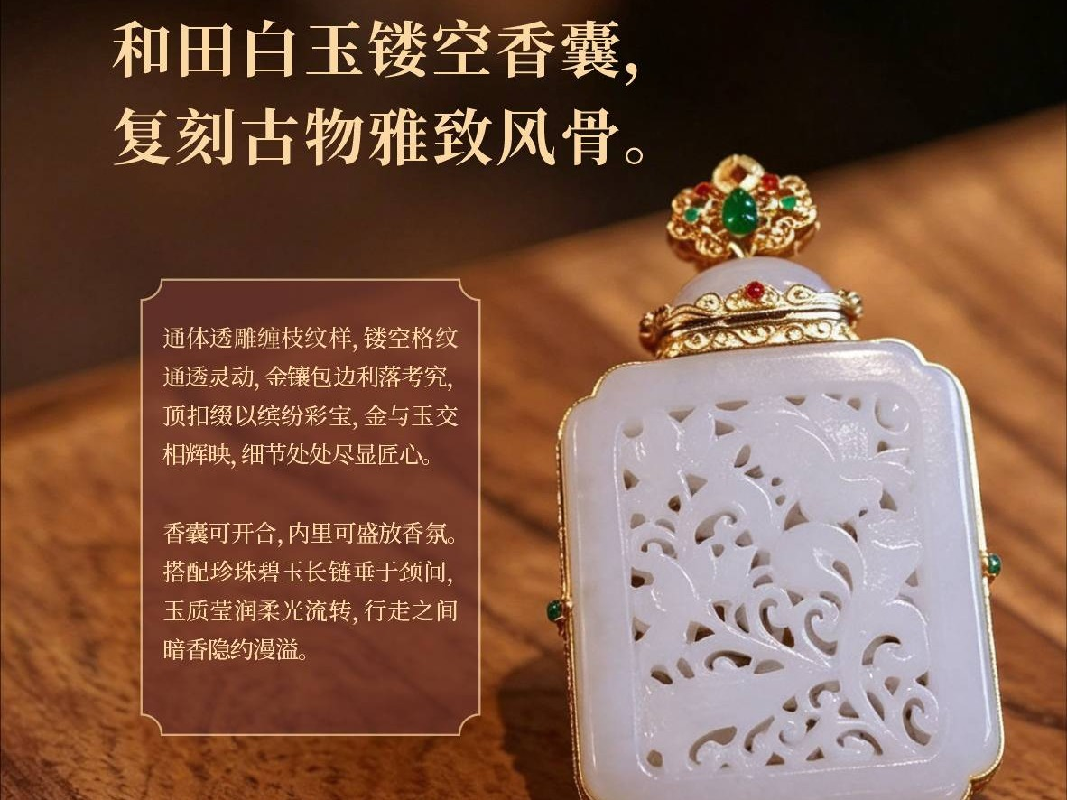 和田白玉镂空香囊｜一玉镂空，揽尽古意暗香
