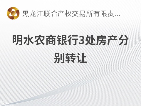 明水农商银行3处房产分别转让交易公告