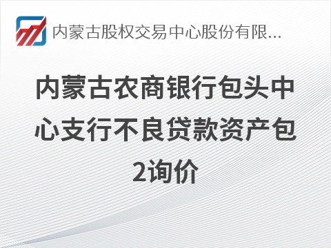 [包头市]内蒙古农商银行包头中心支行不良贷款资产包2询价