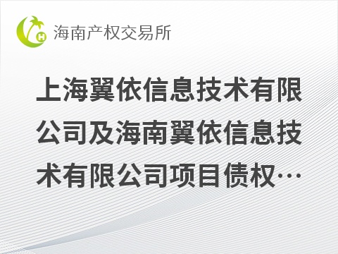 上海翼依信息技术有限公司及海南翼依信息技术有限公司项目债权及附属权利整体转让