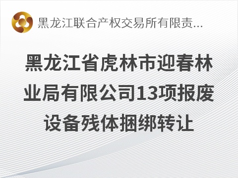 黑龙江省虎林市迎春林业局有限公司13项报废设备残体捆绑转让交易公告(国资监测编号GR2026HL2006219)