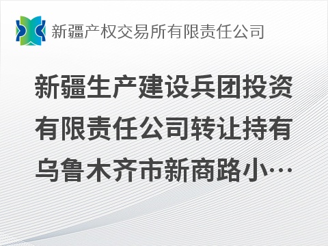 新疆生产建设兵团投资有限责任公司转让持有乌鲁木齐市新商路小额贷款股份有限公司7500万股股份（占比15%股权）(国资监测编号G32026XJ1000073)