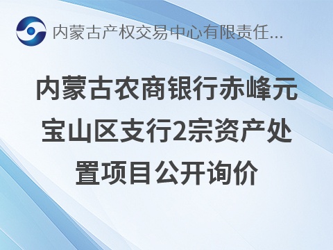 内蒙古农村商业银行股份有限公司赤峰元宝山区支行2宗抵债资产公开转让市场询价公告
