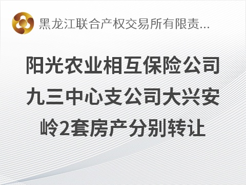 阳光农业相互保险公司九三中心支公司大兴安岭2套房产分别转让交易公告