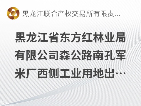 黑龙江省东方红林业局有限公司森公路南孔军米厂西侧工业用地出租交易公告(国资监测编号GR2026HL2006409)