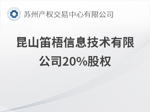 昆山笛梧信息技术有限公司20%股权公开转让(国资监测编号G32026JS6000125)