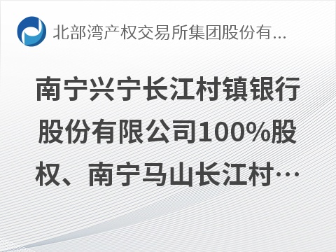 南宁兴宁长江村镇银行股份有限公司100%股权、南宁马山长江村镇银行股份有限公司100%股权及南宁隆安长江村镇银行股份有限公司100%股权捆绑转让项目交易公告(国资监测编号G32026GX2000001)