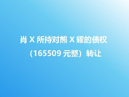 肖X所持对熊X耀的债权（165509元整）转让公告