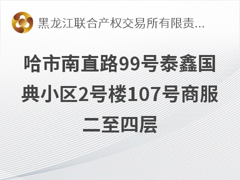 黑龙江省哈尔滨市南岗区南直路99号泰鑫国典小区2号楼107号商服二至四层捆绑出租交易公告(国资监测编号GR2026HL2006704)