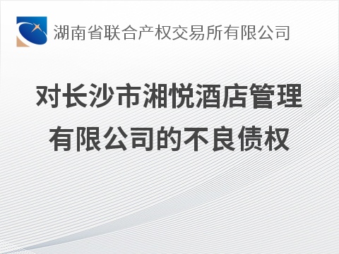 对长沙市湘悦酒店管理有限公司的不良债权(国资监测编号GR2026HN1003841)