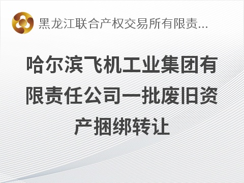 哈尔滨飞机工业集团有限责任公司一批废旧资产捆绑转让交易公告(国资监测编号GR2026HL2006800)