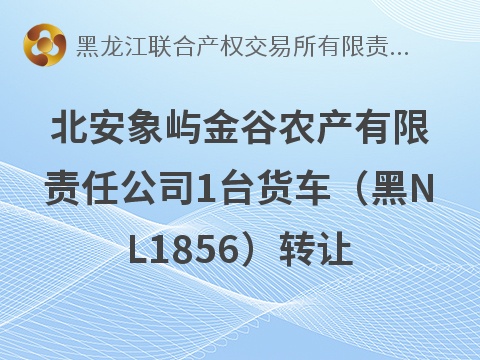 [黑河市]北安象屿金谷农产有限责任公司1台货车（黑NL1856）转让交易公告