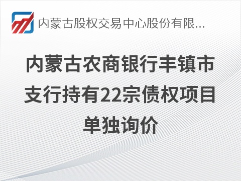 内蒙古农商银行丰镇市支行持有的22宗债权单独转让项目询价