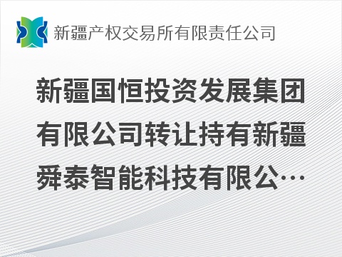 新疆国恒投资发展集团有限公司转让持有新疆舜泰智能科技有限公司30%股权(国资监测编号G32026XJ1000080)