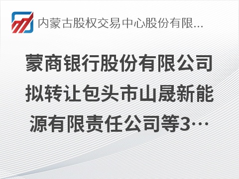 蒙商银行股份有限公司拟转让包头市山晟新能源有限责任公司等3户债权资产项目询价