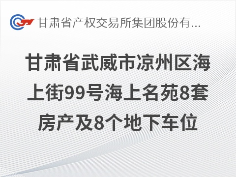 [武威市]甘肃省武威市凉州区海上街99号海上名苑8套房产及8个地下车位转让公告