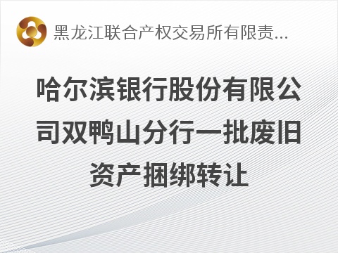 [双鸭山市]哈尔滨银行股份有限公司双鸭山分行一批废旧资产捆绑转让交易公告