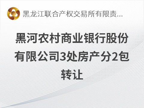 黑河农村商业银行股份有限公司3处房产分2包转让交易公告