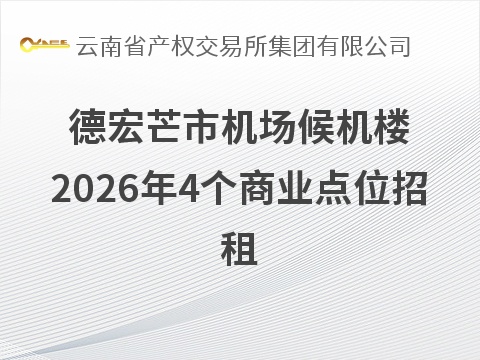 德宏芒市机场2026年候机楼4个商业点位招租
