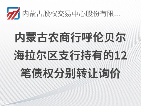 内蒙古农村商业银行股份有限公司呼伦贝尔海拉尔区支行持有的12笔不良债权分别转让项目询价