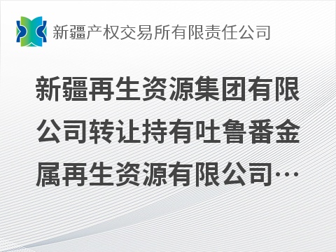 新疆再生资源集团有限公司转让持有吐鲁番金属再生资源有限公司13%股权(国资监测编号G32026XJ1000083)