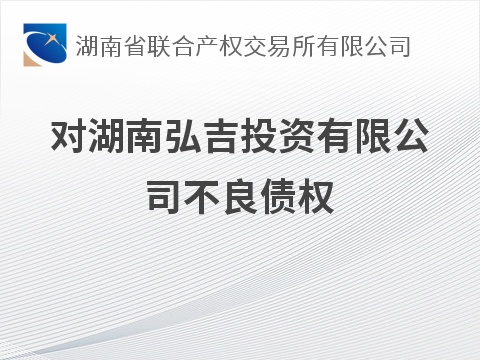 对湖南弘吉投资有限公司不良债权(国资监测编号GR2026HN1004002)
