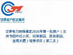 甘肃电力明珠集团2026年第一批房产（兰州市四叶红小区、明珠家园、百合家园、金雨大厦）租赁公告（第二次）