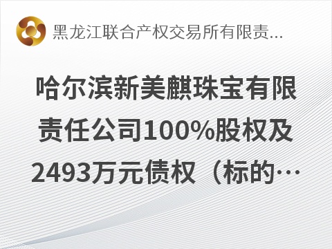 [哈尔滨市]哈尔滨新美麒珠宝有限责任公司100%股权及2493万元债权（标的企业欠转让方部分）捆绑转让交易公告